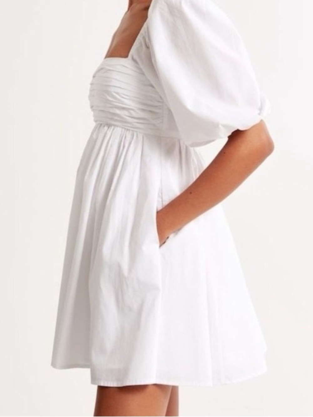 Abercrombie & Fitch White Puff-Sleeve Square-Neck Mini Dress - Picture 3 of 5